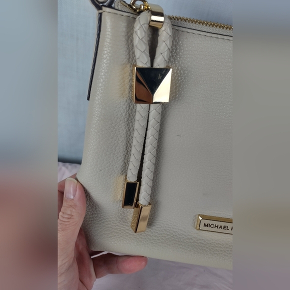 Michael Kors Lexington Crossbody Pebbled Cream Leather Large Purse Bag Fashion - Picture 2 of 16